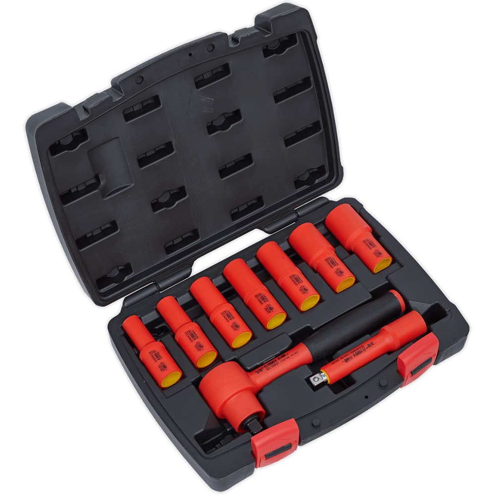 Sealey 9 Piece 3/8" Drive VDE Insulated Hexagon WallDrive Socket Set 3/8