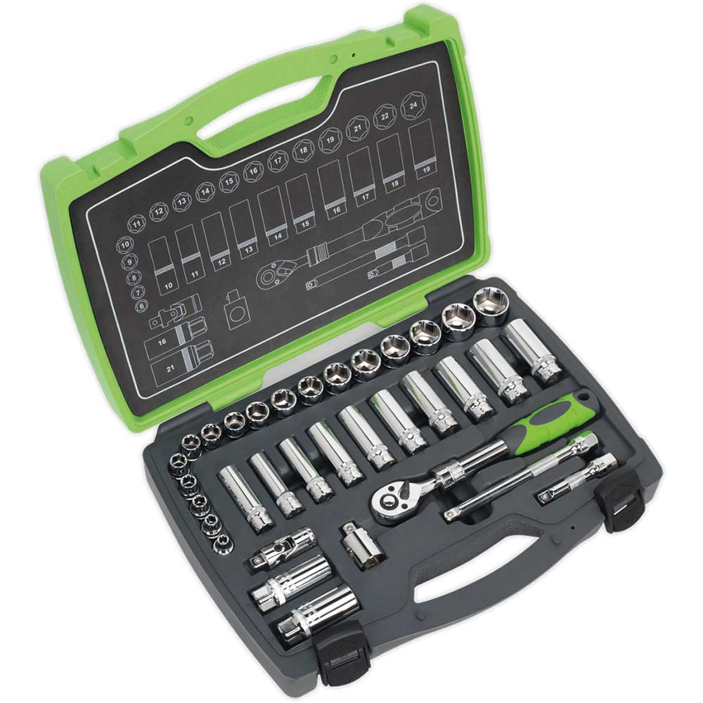 Sealey 34 Piece 3/8" Drive Hexagon WallDrive Socket Set 3/8