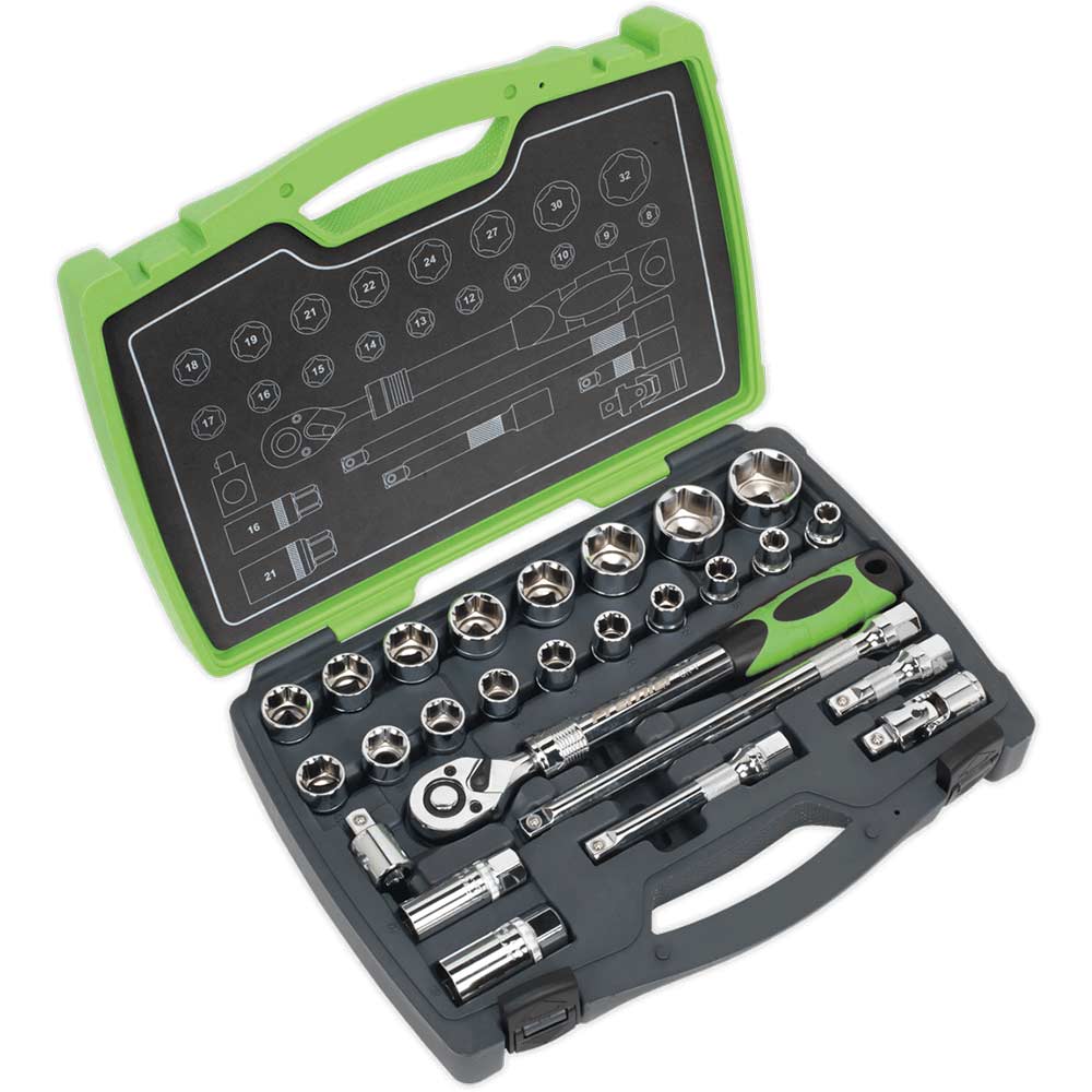 Sealey 26 Piece 1/2" Drive Hexagon WallDrive Socket Set 1/2