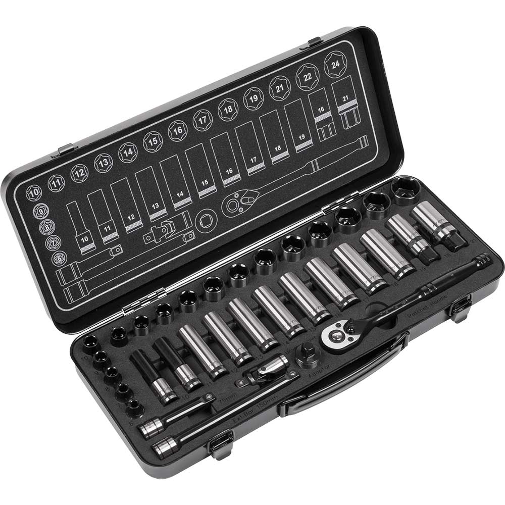 Sealey Black Series 34 Piece 3/8" Drive WallDrive Socket Set 3/8