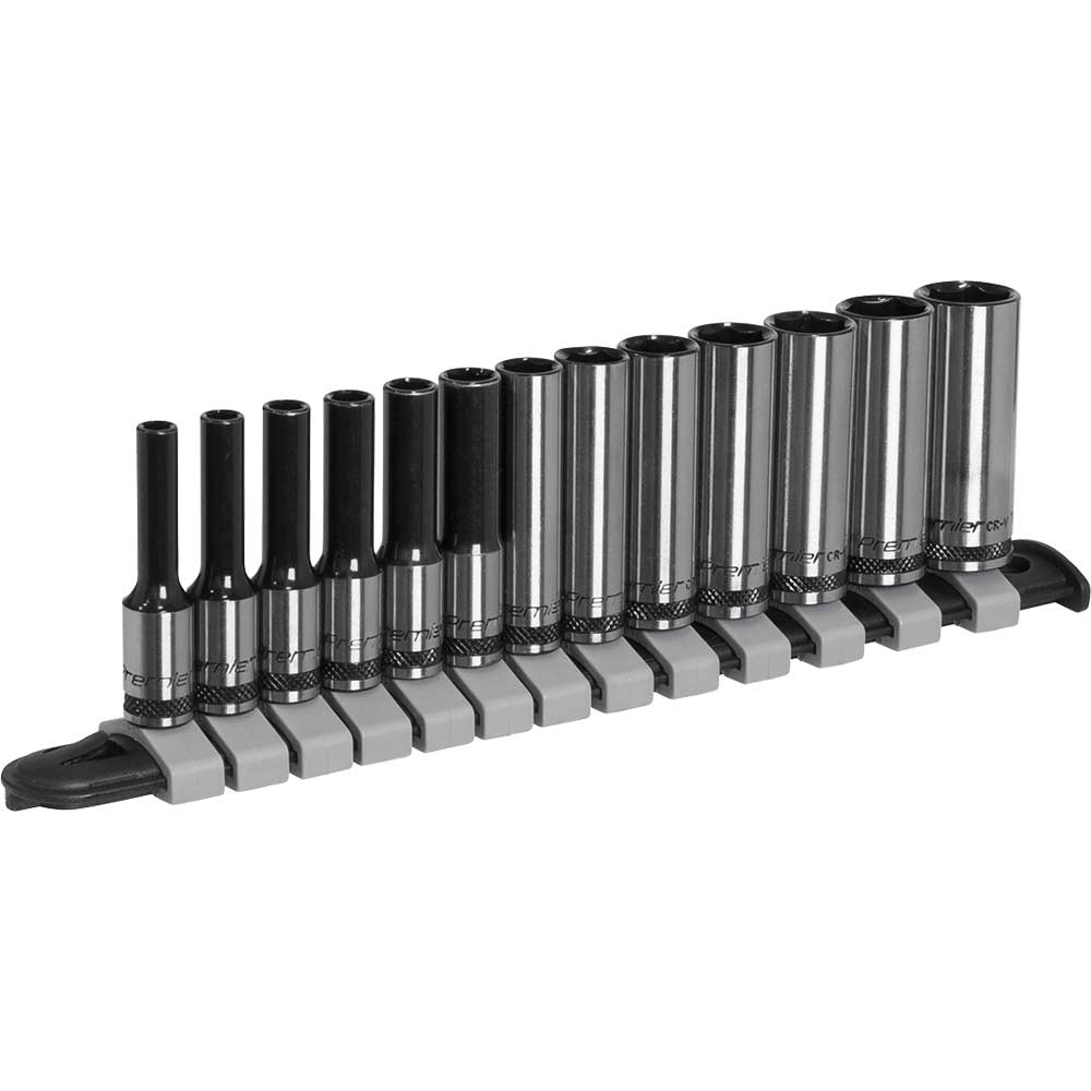Sealey Black Series 13 Piece 1/4" Drive Deep Hexagon Socket Set 1/4