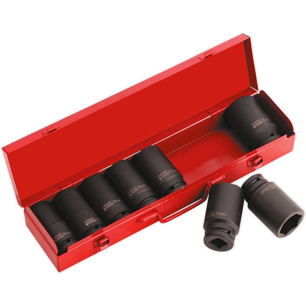 Sealey 9 Piece 3/4" Drive Deep Hexagon Impact Socket Set 3/4