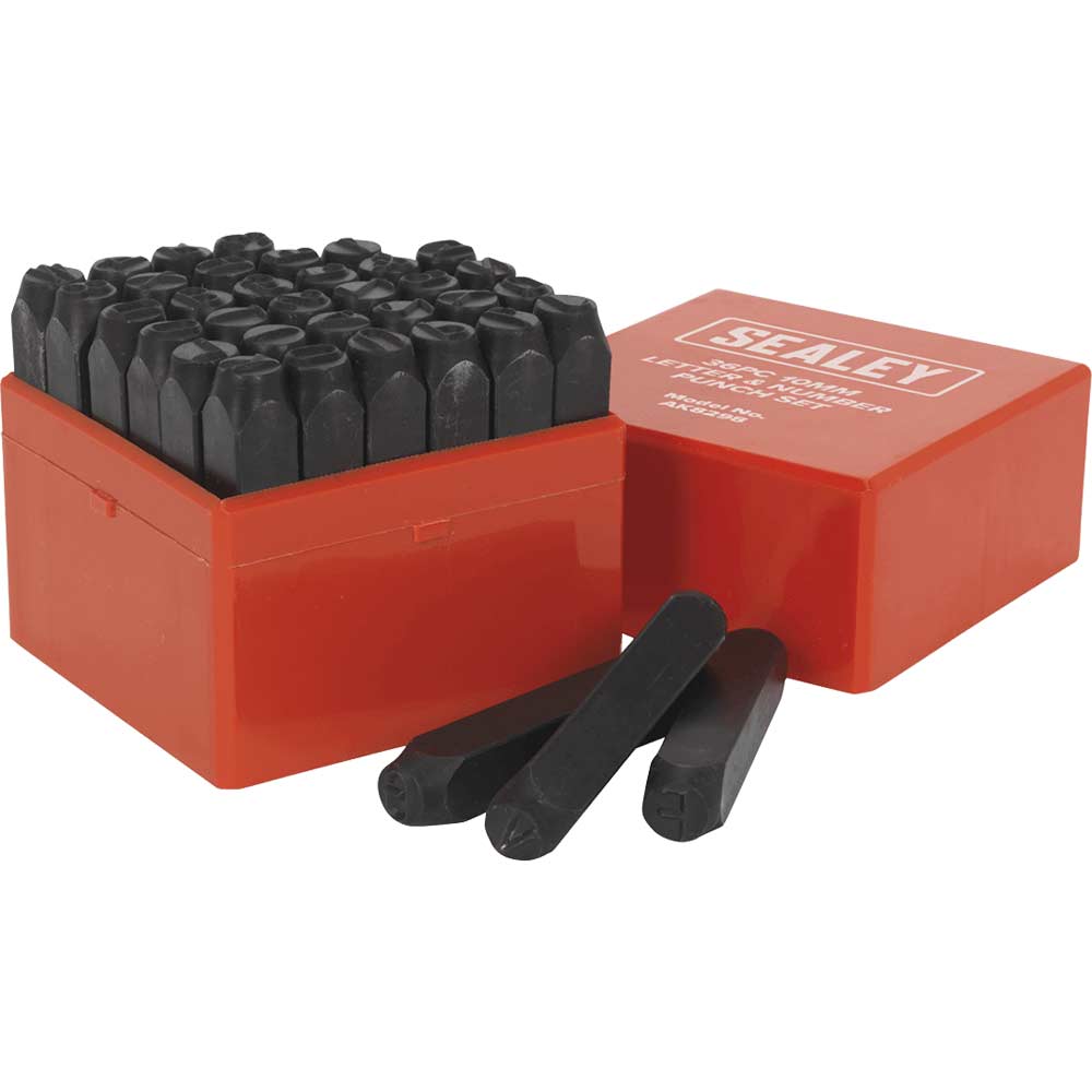 Sealey 36 Piece Letter and Number Punch Set 10mm