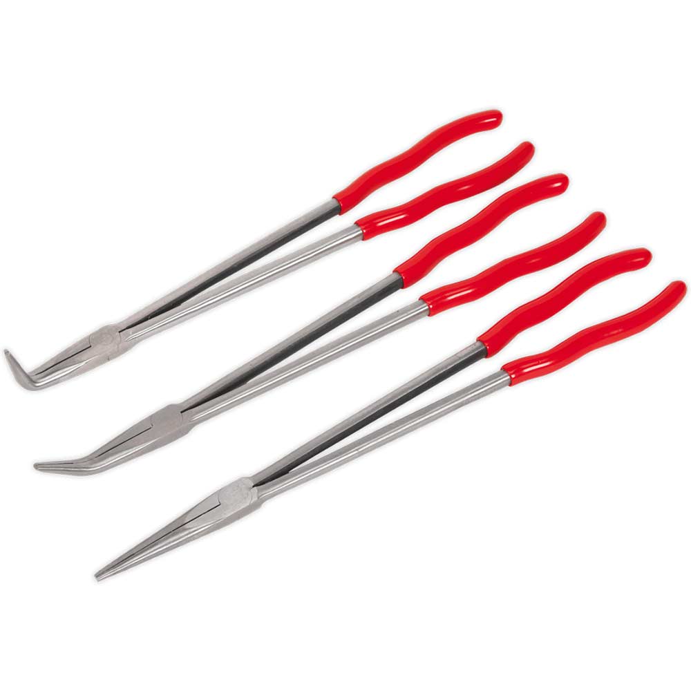 Image of Sealey 3 Piece Long Reach Needle Nose Plier Set