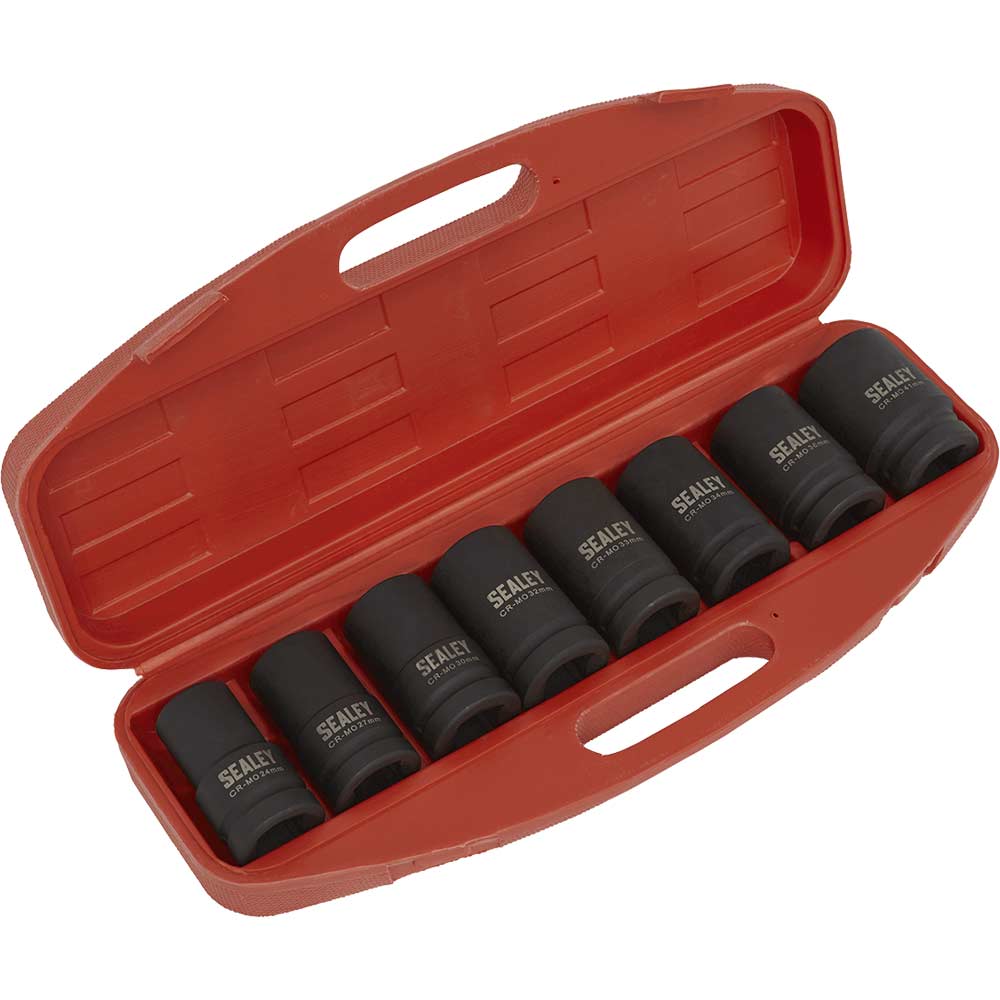 Image of Sealey 8 Piece 1" Drive Deep Impact Socket Set Metric 1"