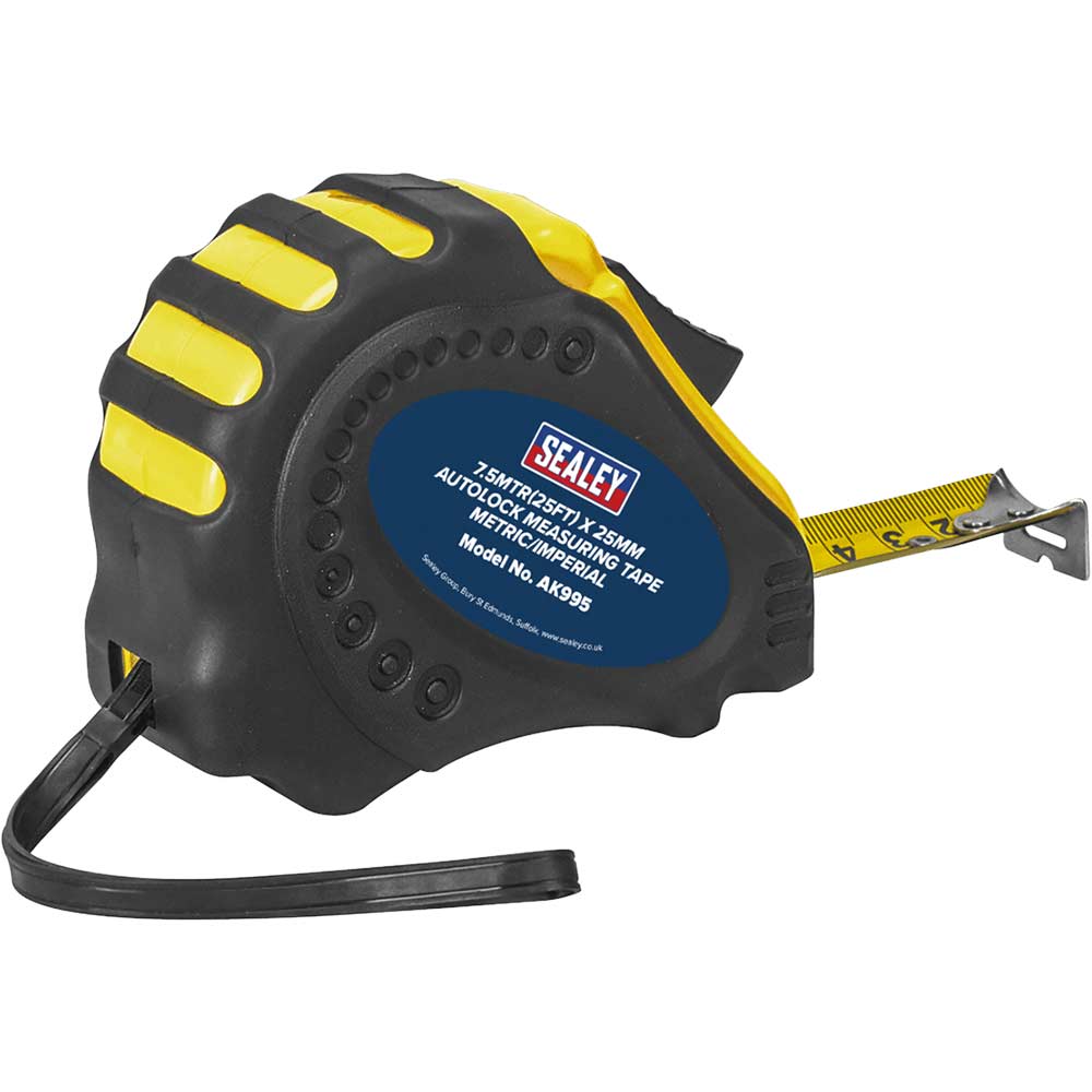 Sealey Autolock Tape Measure Imperial & Metric 25ft / 7.5m 25mm