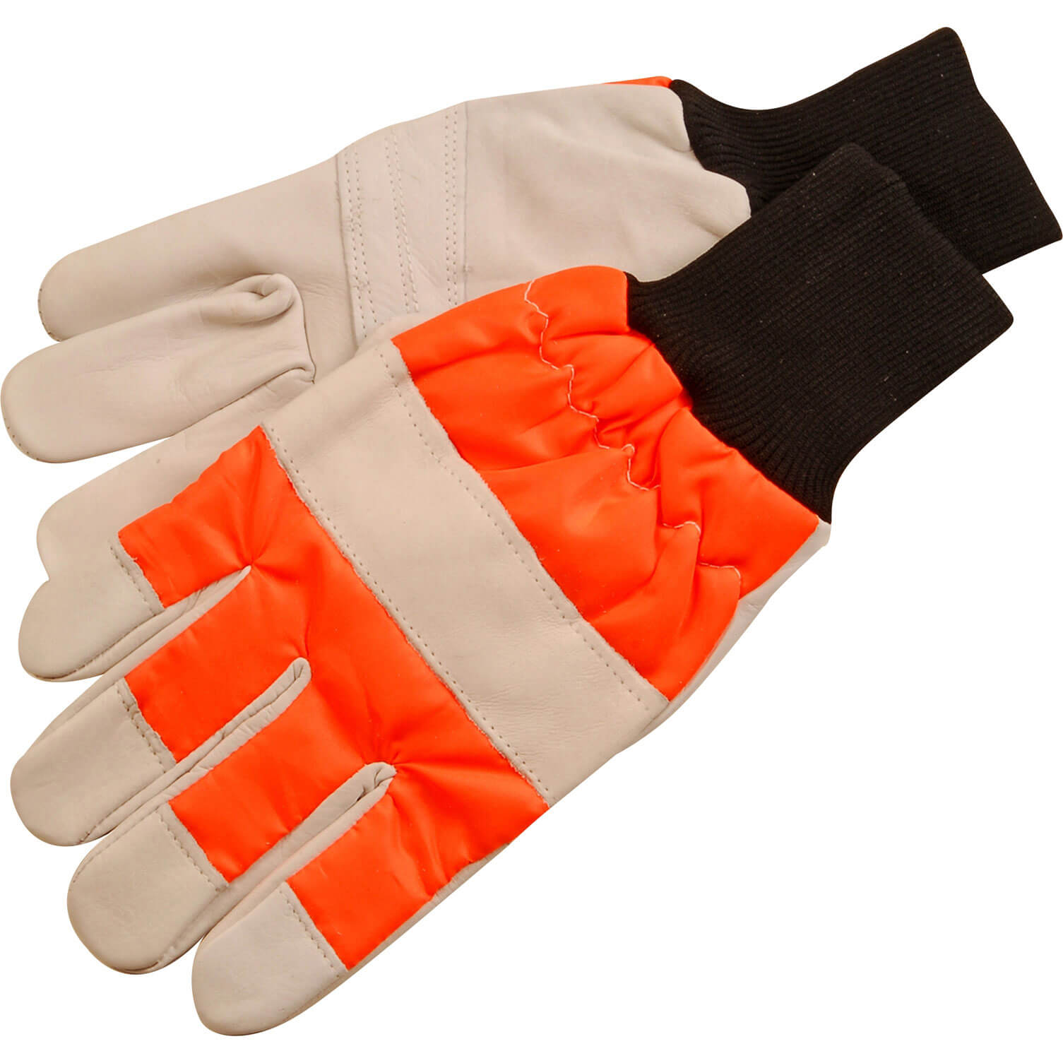 Image of ALM Chainsaw Safety Gloves Left Hand Protection Beige / Orange One Size