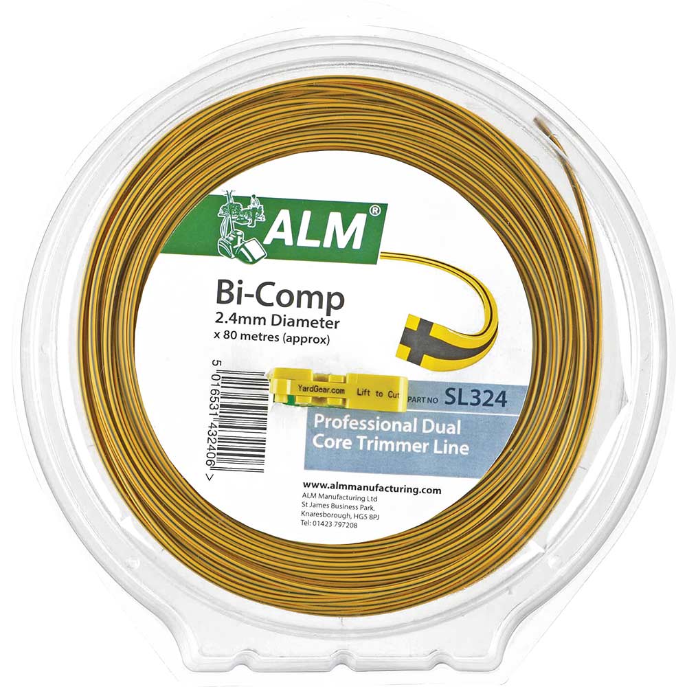 Image of ALM SL324 Replacement Bi-Component Square Grass Trimmer Line 2.4mm x 80m for All Medium Duty Petrol Grass Trimmers using 2.4mm Line Pack of 1