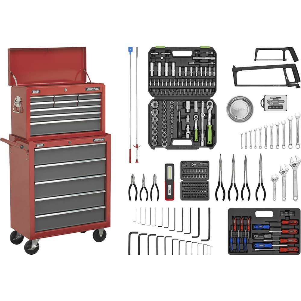 Image of Sealey American Pro 14 Drawer Roller Cabinet and Tool Chest + 239 Piece Tool Kit