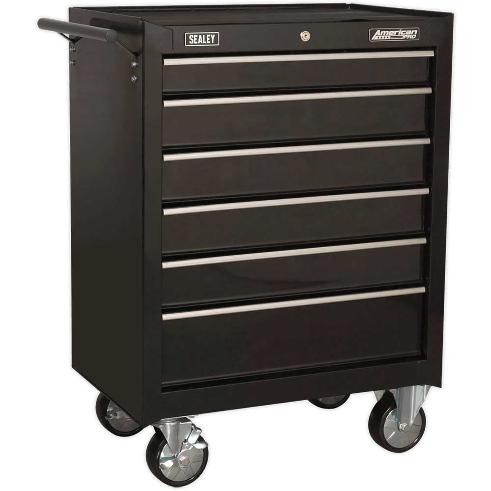Sealey American Pro 6 Drawer Roller Cabinet Black in UK Specification