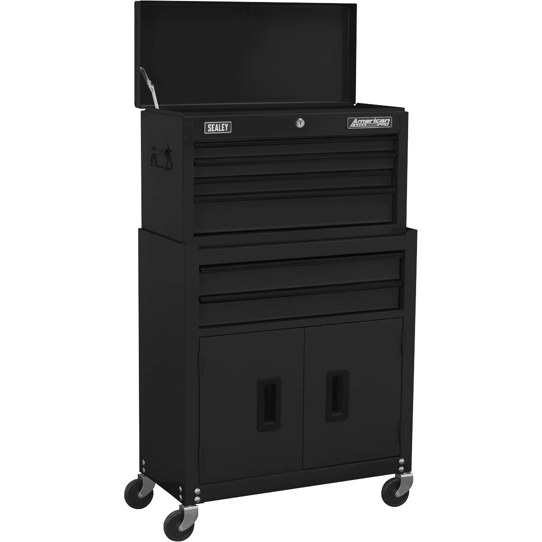 Sealey 6 Drawer Top Chest and Tool Roller Cabinet Combination Black
