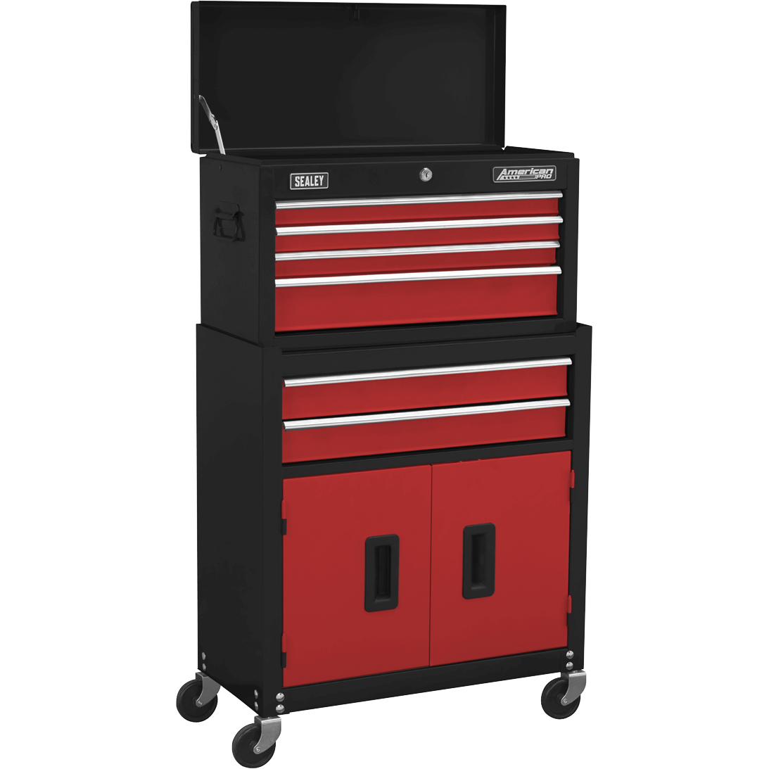 Sealey 6 Drawer Top Chest and Tool Roller Cabinet Combination Black / Red