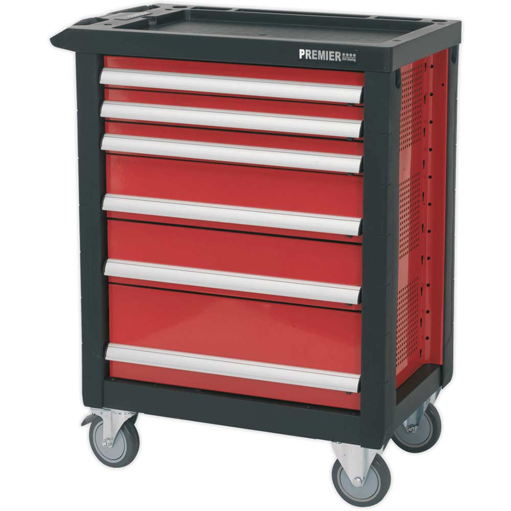 Sealey Premier 6 Drawer Roller Cabinet Black / Red in UK Specification