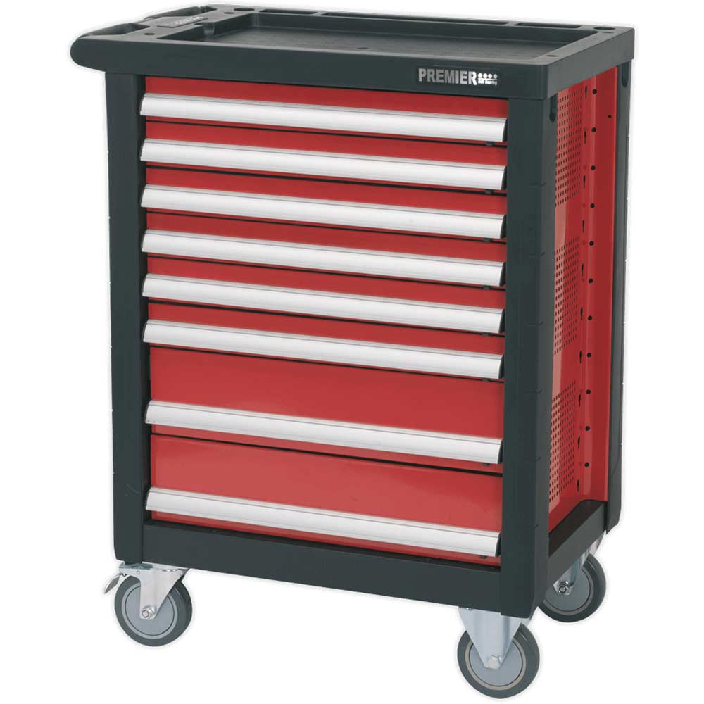 Sealey Premier 8 Drawer Roller Cabinet Black / Red in UK Specification