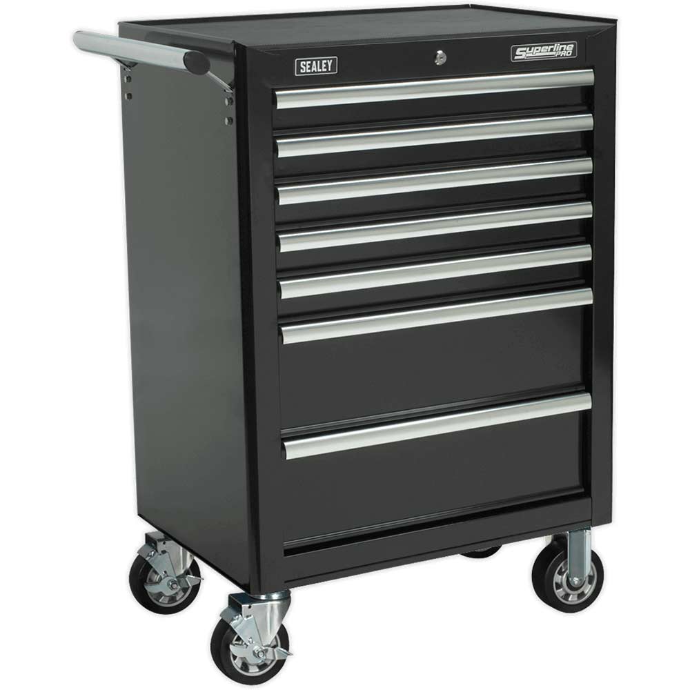 Image of Sealey 7 Drawer Ball Bearing Runner Tool Roller Cabinet Black