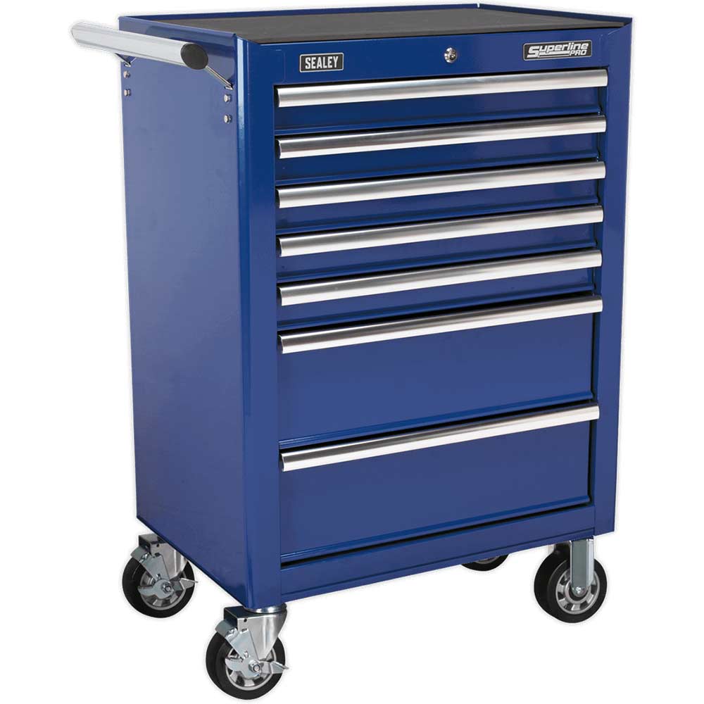 Image of Sealey 7 Drawer Ball Bearing Runner Tool Roller Cabinet Blue