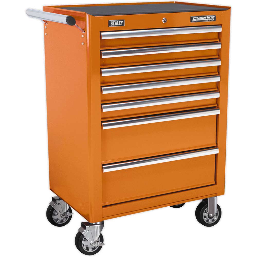 Sealey 7 Drawer Ball Bearing Runner Tool Roller Cabinet Orange