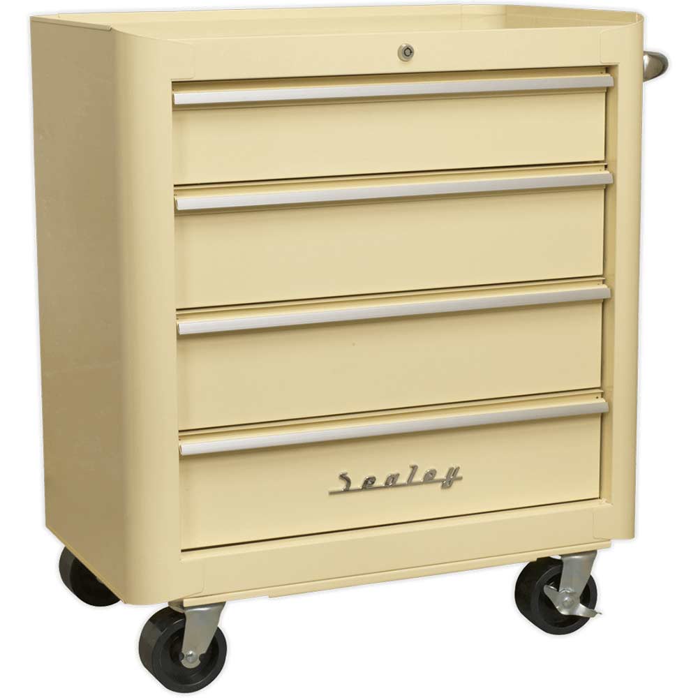 Sealey Retro Style 4 Drawer Roller Cabinet Cream