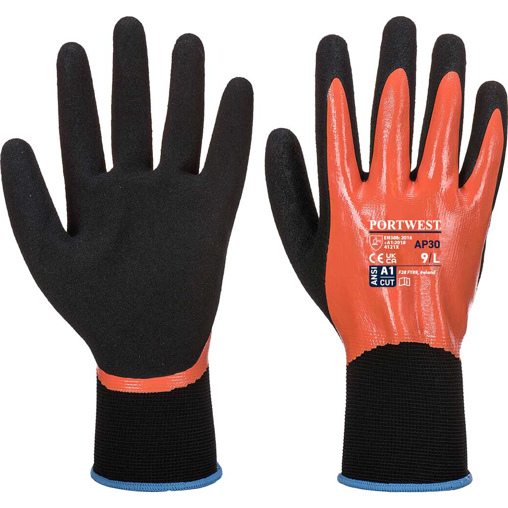 Portwest Dermi Pro Nitrile Gloves Orange / Black 2XL Pack of 1