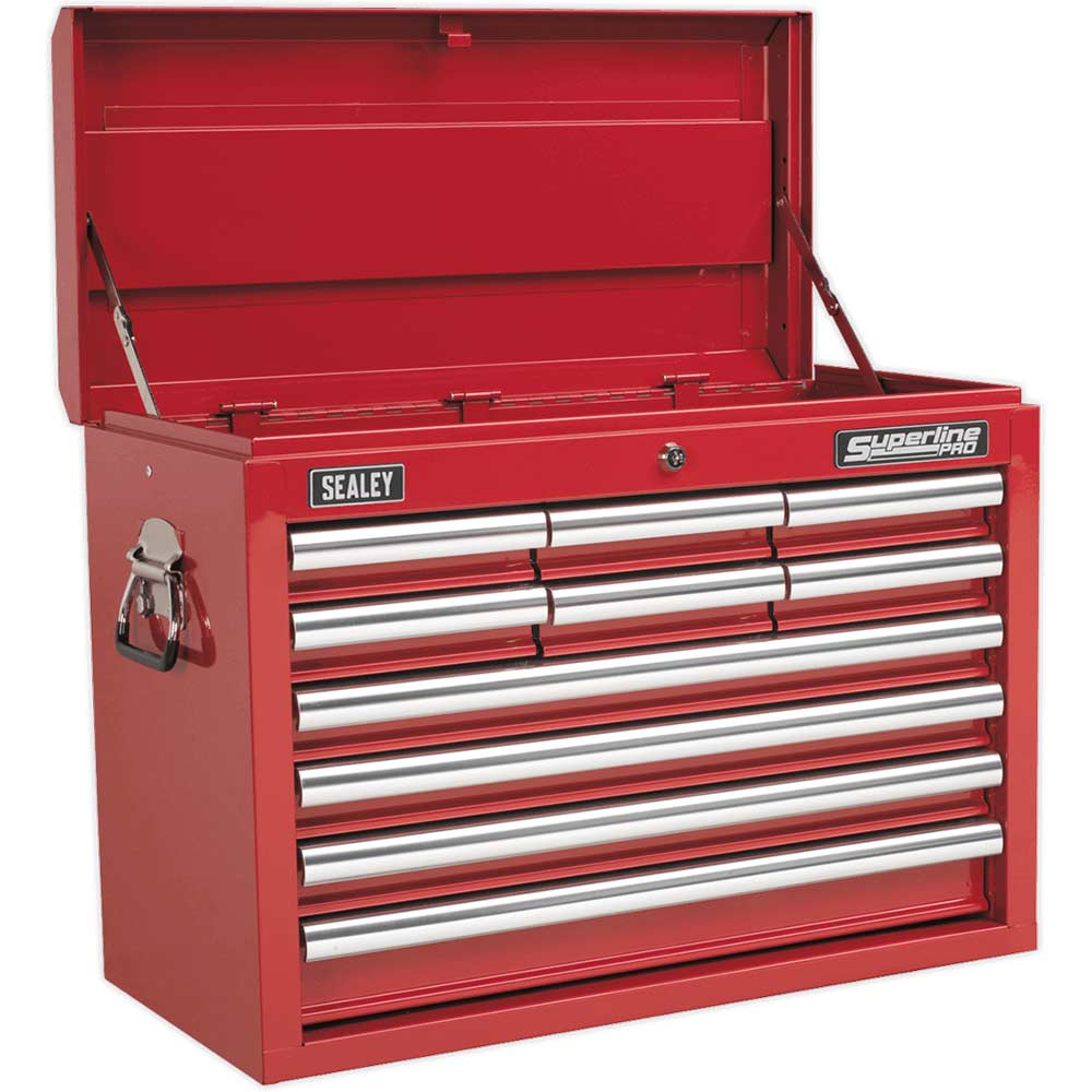 Sealey Superline Pro 10 Drawer Heavy Duty Tool Chest Red in UK Specification