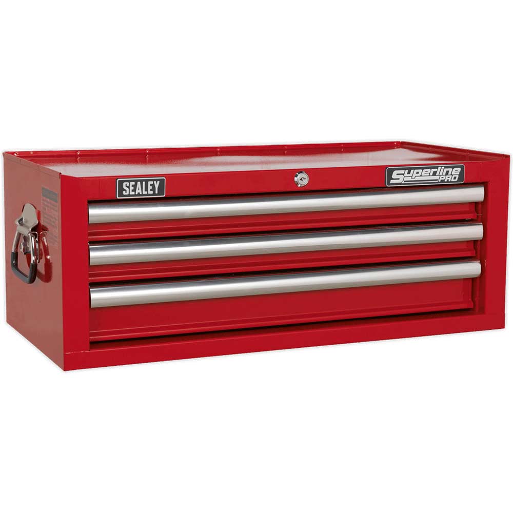 Sealey Superline Pro 3 Drawer Heavy Duty Mid Tool Chest Red in UK Specification