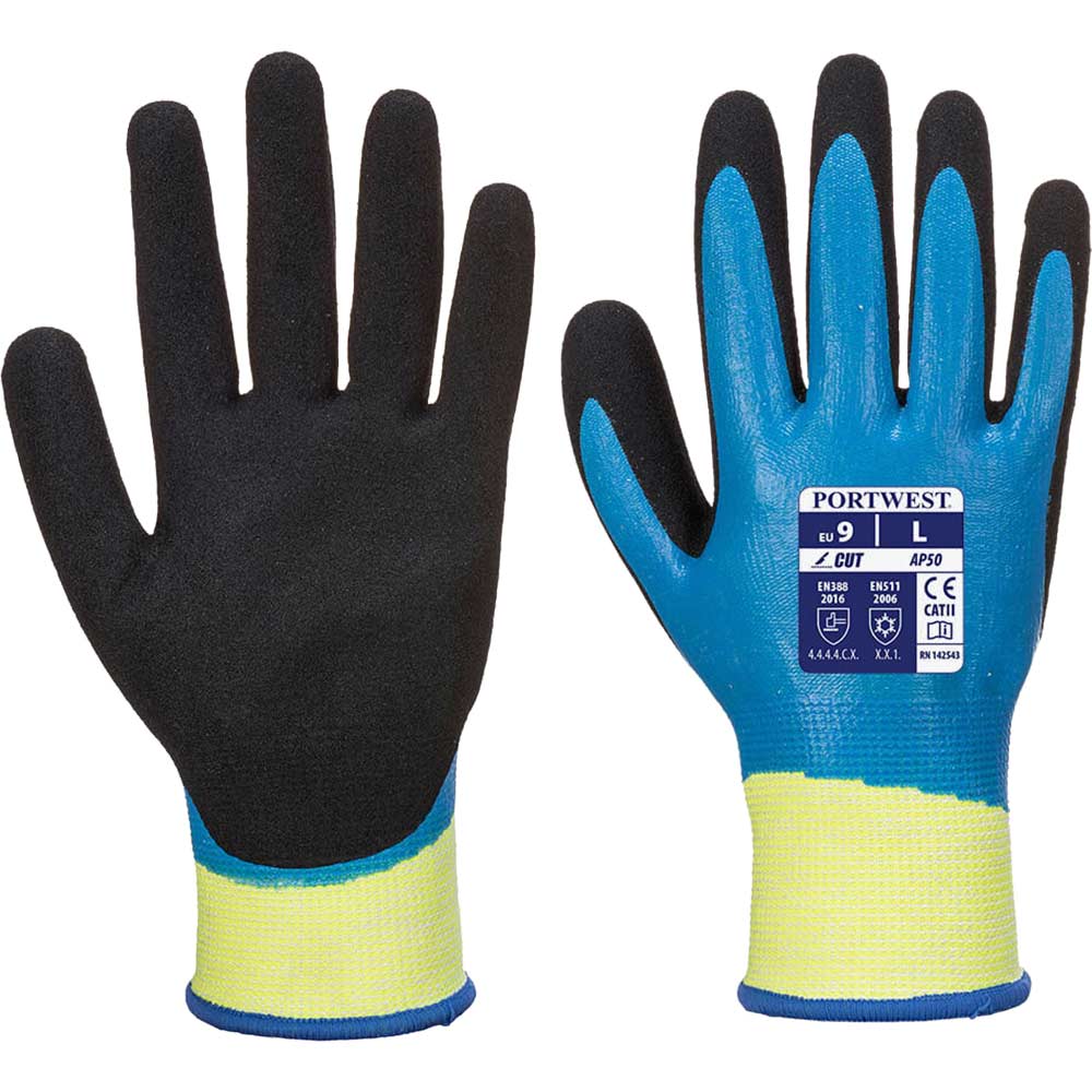 Portwest Aqua Cut Pro Cut Resistant Nitrile Gloves Blue / Black S Pack of 1