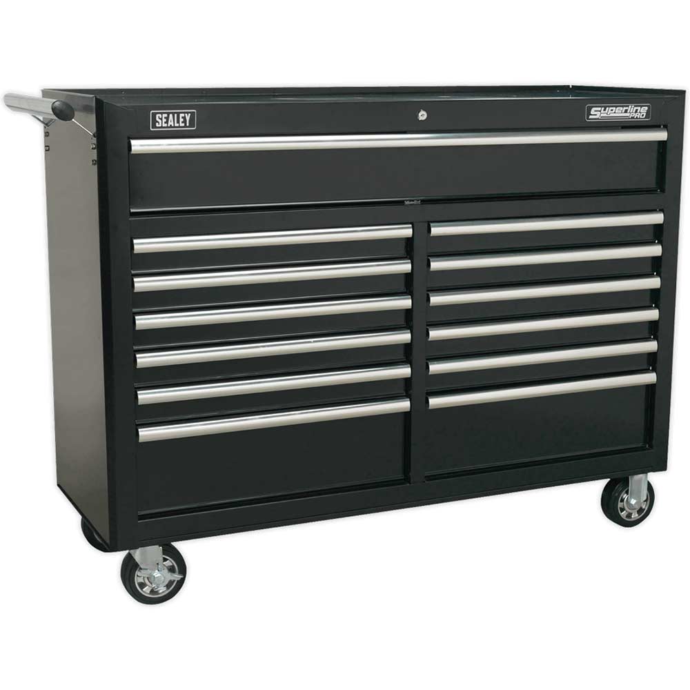 Sealey Superline Pro 13 Drawer Heavy Duty Roller Cabinet Black in UK Specification