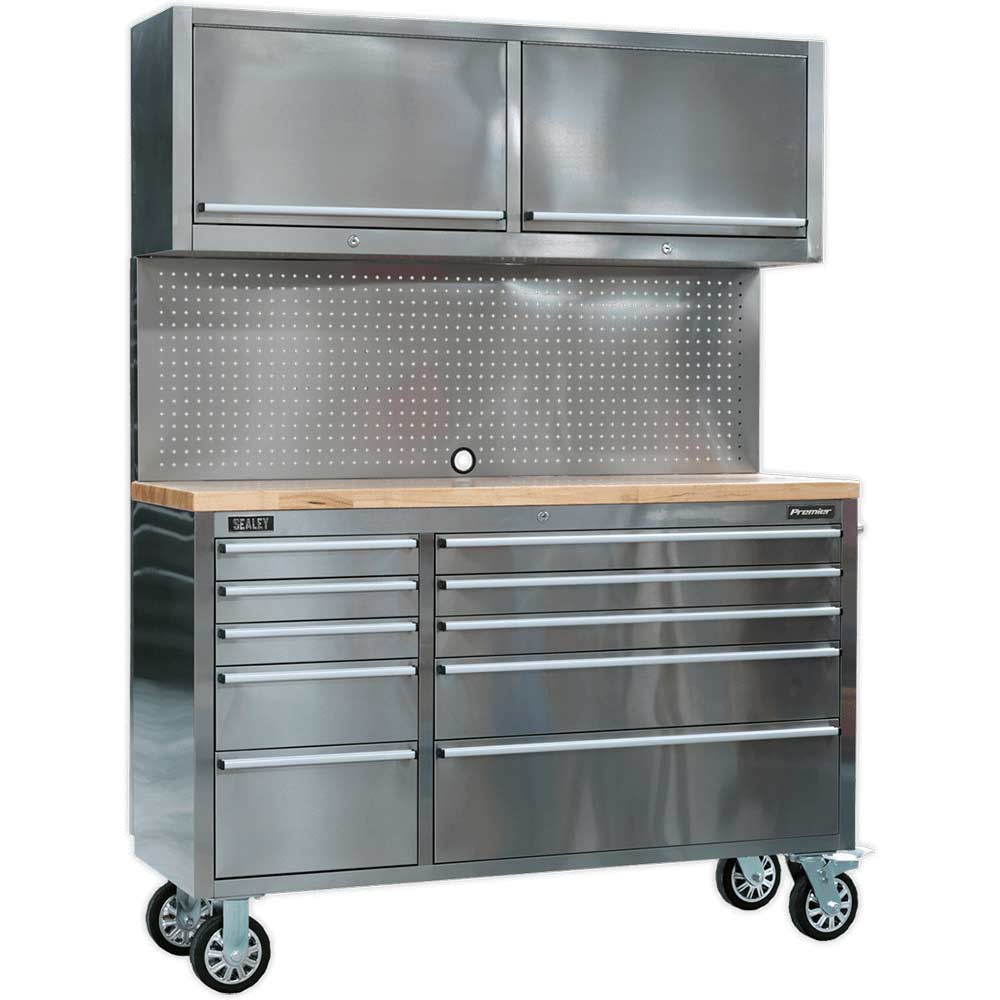 Sealey Mobile Stainless Steel Tool Workstation Stainless Steel in UK Specification