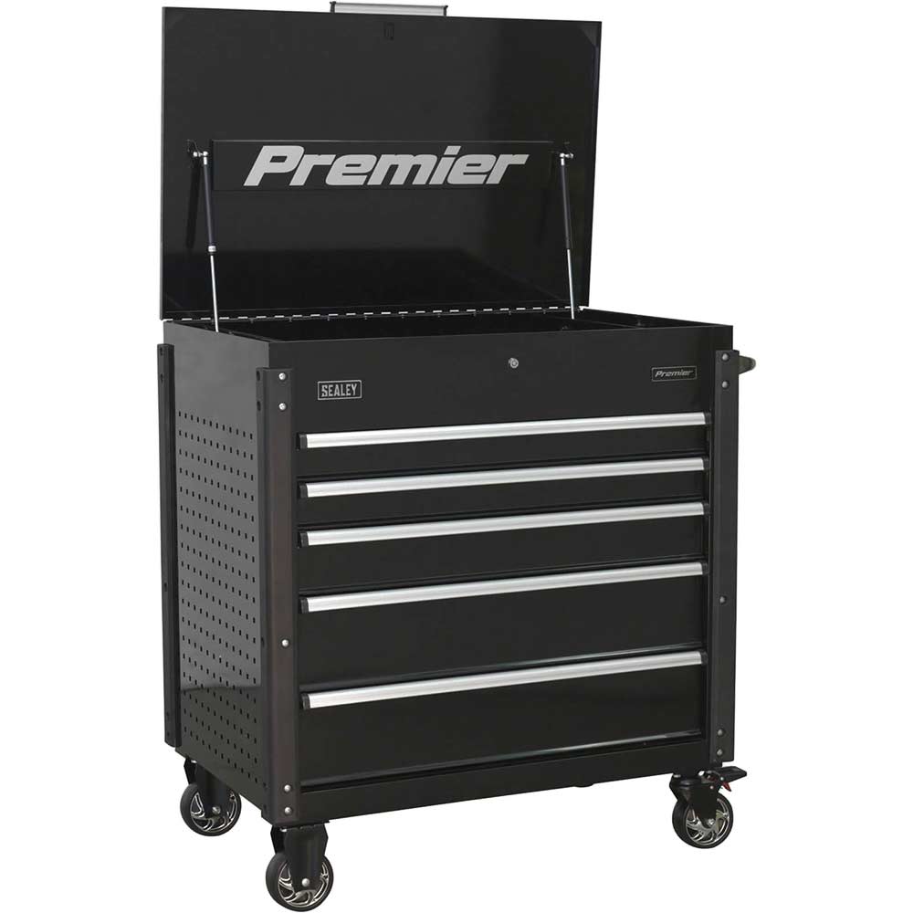 Sealey AP5MB Tool Trolley 5 Drawer Heavy Duty Black Trolleys