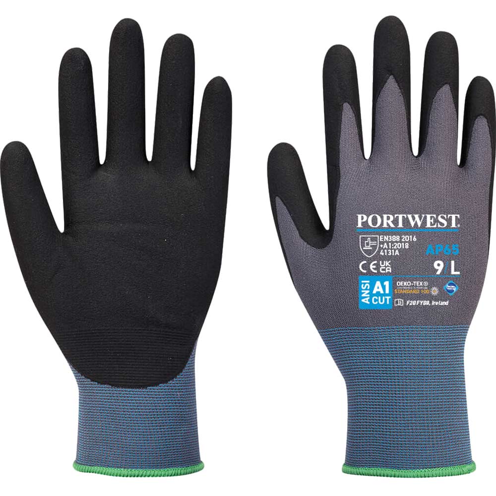 Portwest NPR Pro Nitrile Foam Gloves Black / Grey M Pack of 1
