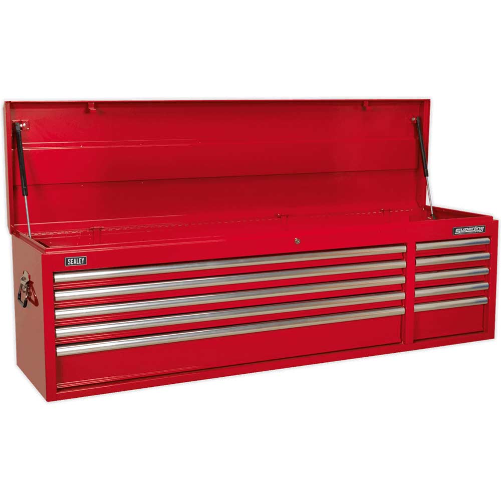 Sealey Superline Pro 10 Drawer Heavy Duty Wide Tool Chest Red in UK Specification
