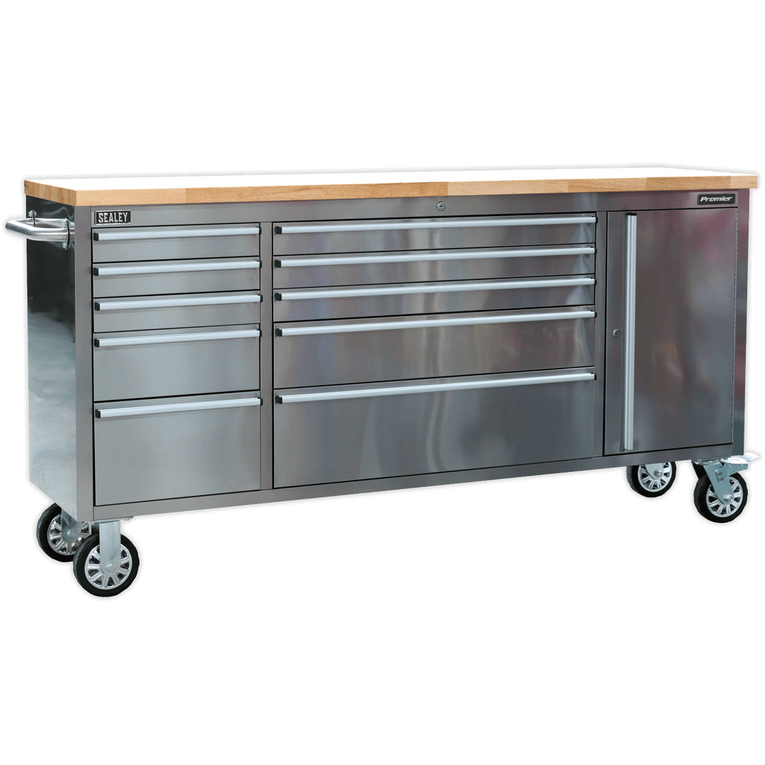 Sealey 10 Drawer Mobile Stainless Steel Tool Cabinet And End