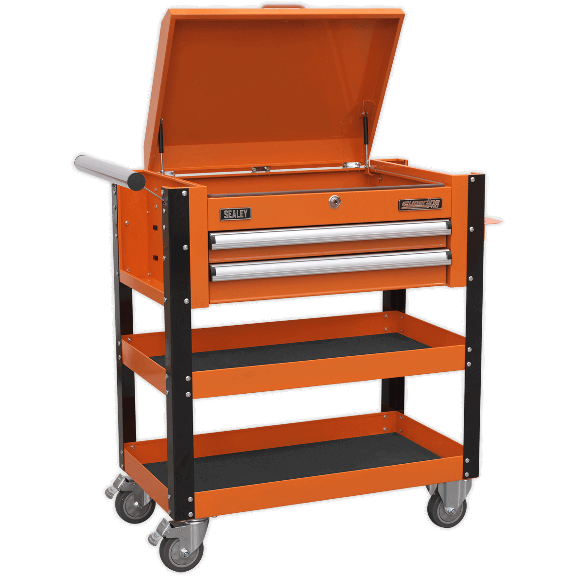 Sealey 2 Drawer Heavy Duty Mobile Tool and Parts Trolley Orange