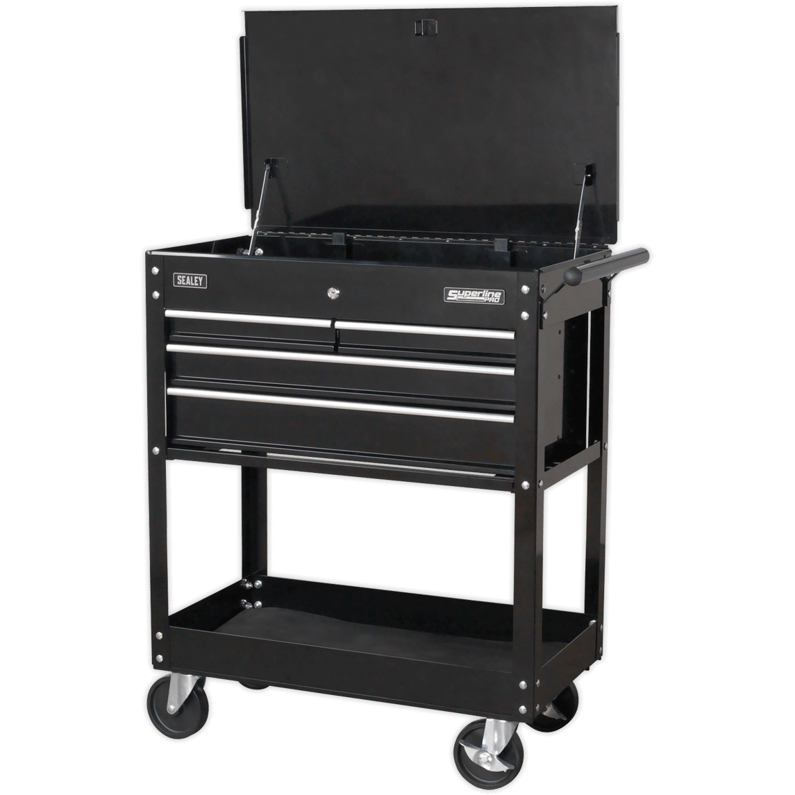Sealey 4 Drawer Heavy Duty Mobile Tool and Parts Trolley Black