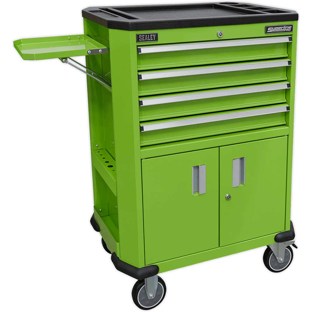 Sealey AP980MTHV Hi Vis 4 Drawer and 2 Door Roller Cabinet Green in UK Specification
