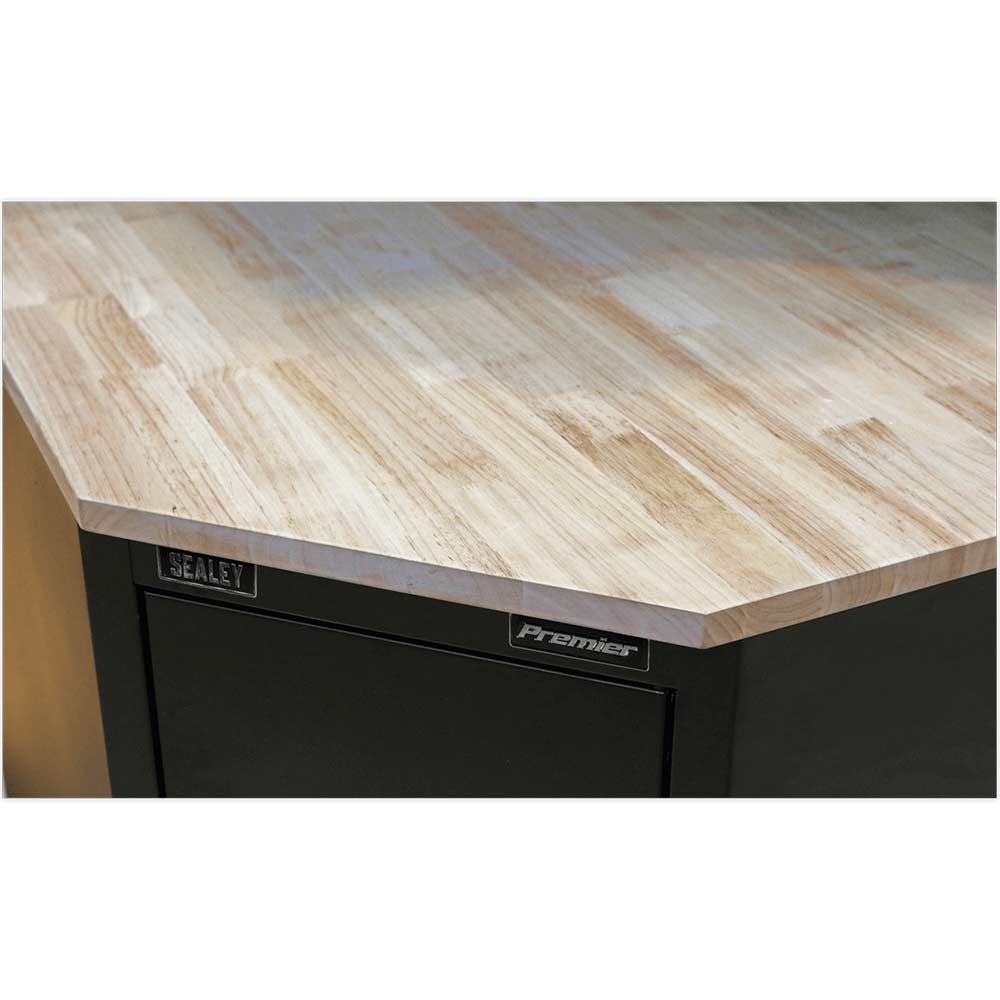 Image of Sealey Oak Corner Worktop for Modular Corner Floor Cabinet