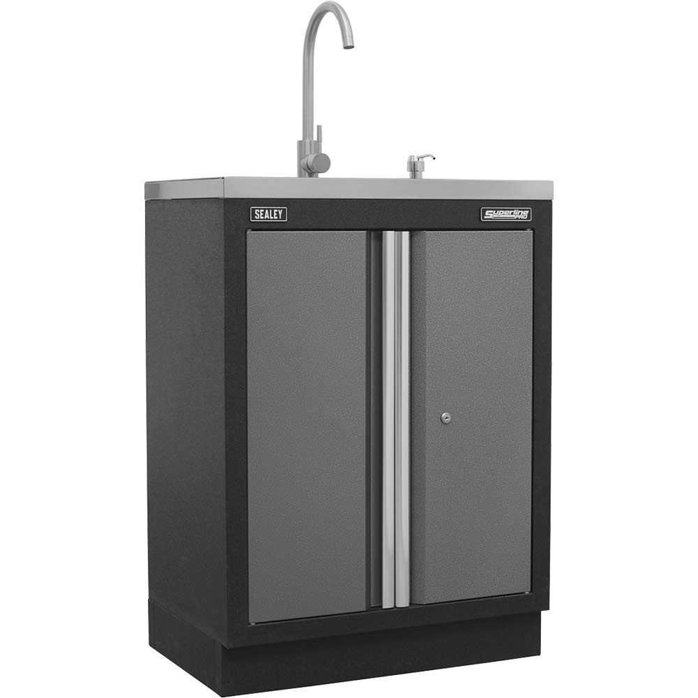 Sealey Superline Pro MSS Modular Sink Unit and Cabinet Black / Grey in UK Specification