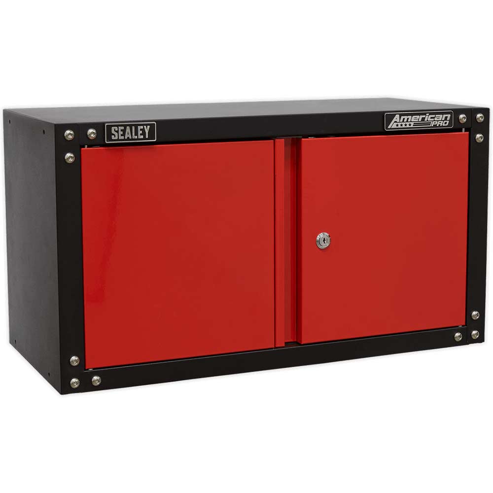 Sealey American Pro Modular 2 Door Wall Cabinet Black / Red in UK Specification