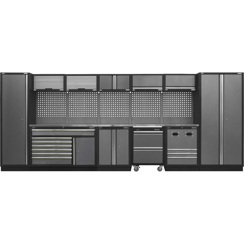 Sealey Superline Pro MSS Stainless Steel Worktop Storage Combo 4915mm 460mm 2000mm in UK Specification