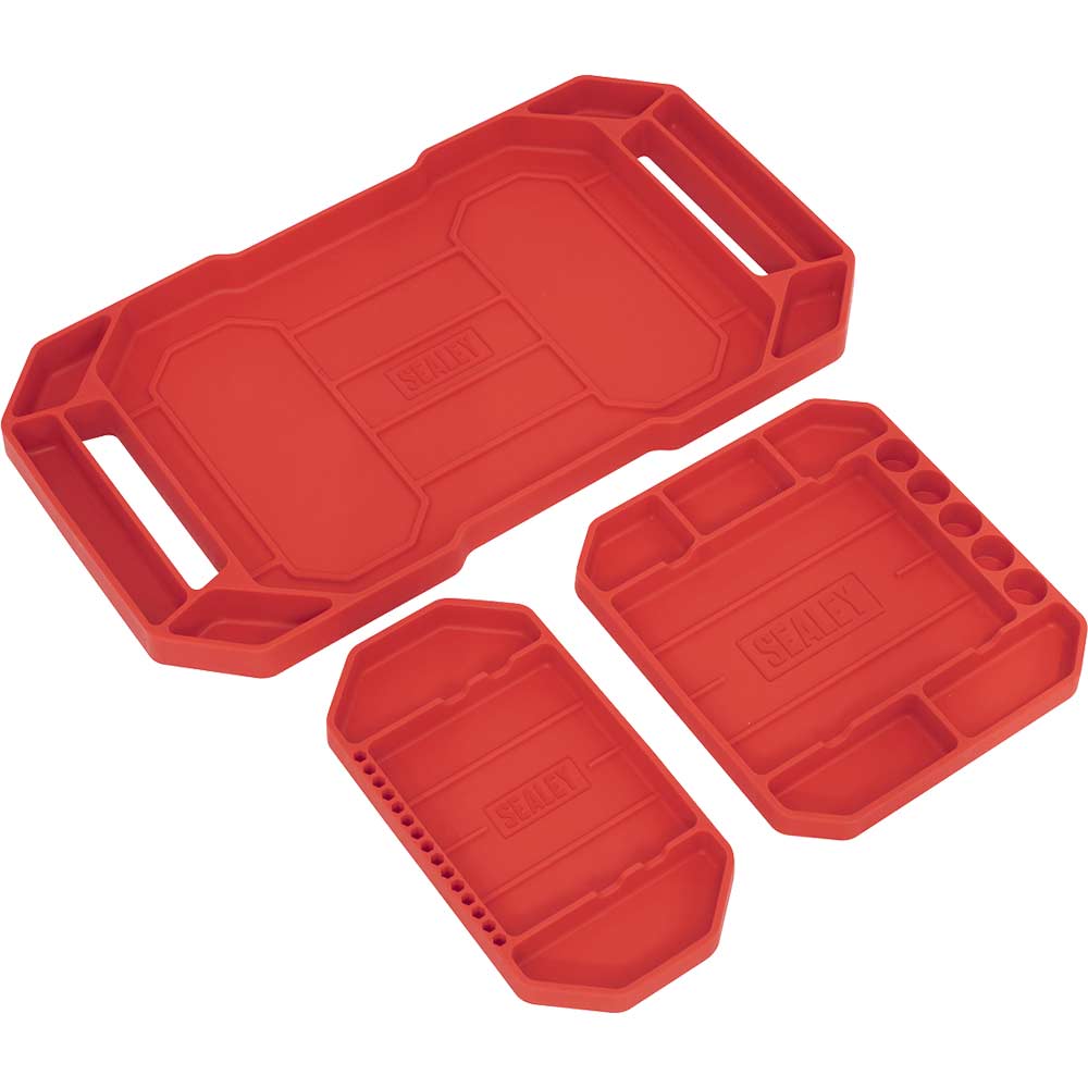 Image of Sealey 3 Piece Non Slip Flexible Tool Tray Set