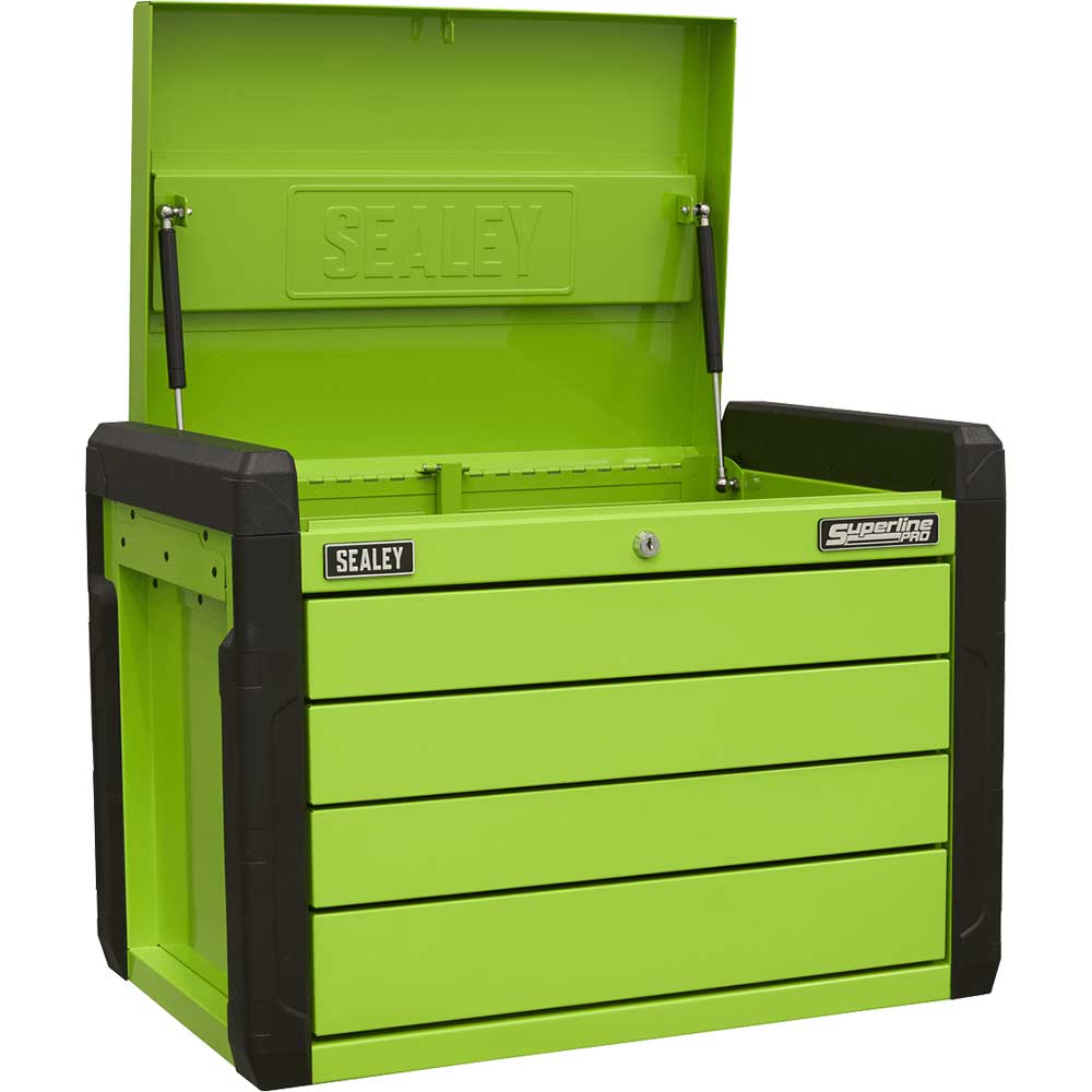 Sealey Superline Pro 4 Drawer Push To Open Tool Chest Green