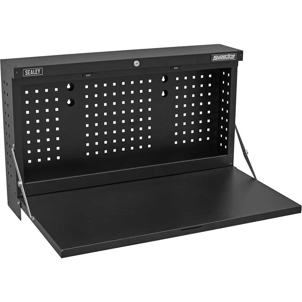 Image of Sealey Wall Mount Fold Down Metal Workbench and Pegboard