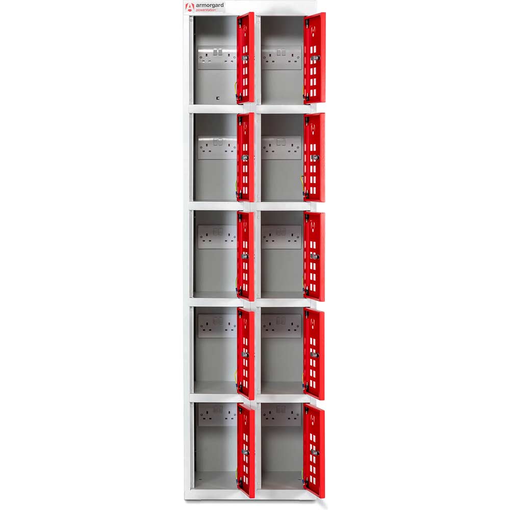 Armorgard Powerstation 10 Door Secure Charging Locker 455mm 365mm 1705mm