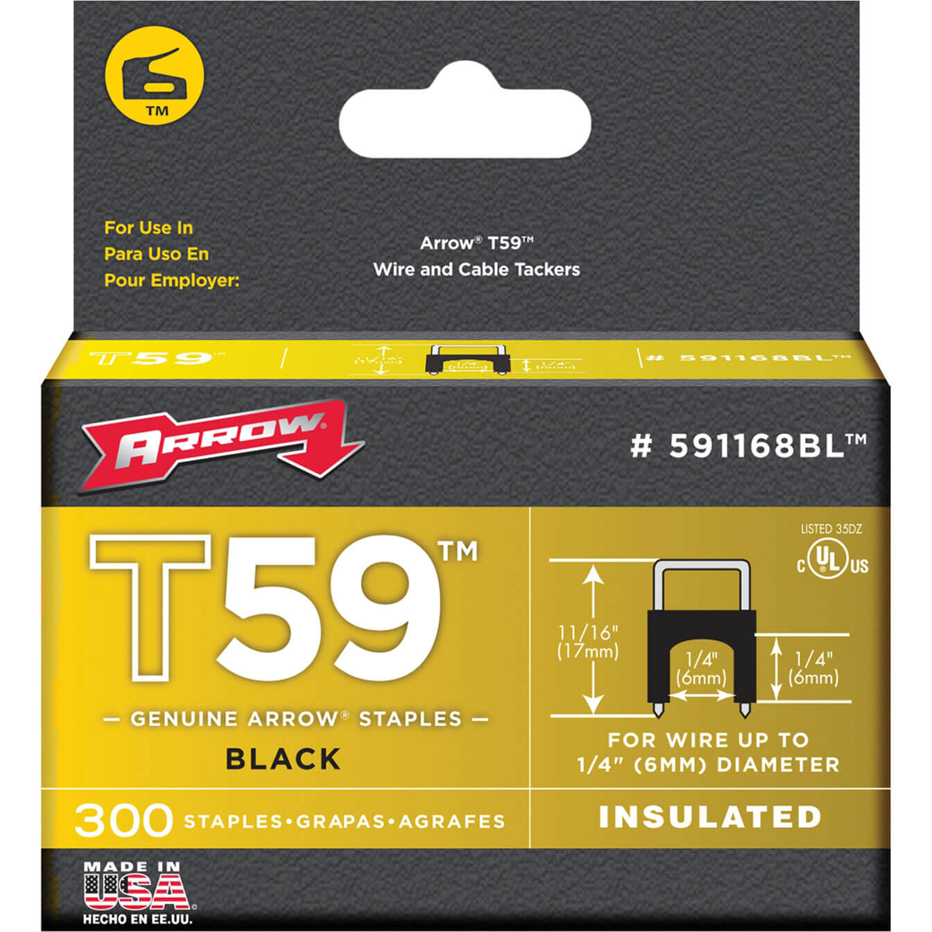 Image of Arrow T59 Insulated Staples 6mm Black Pack of 300