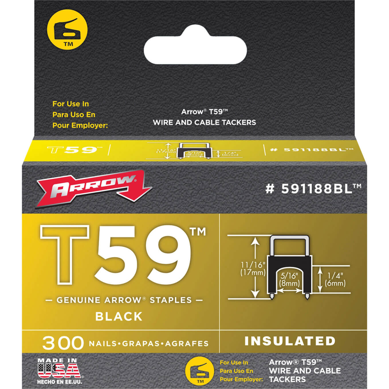 Image of Arrow T59 Insulated Staples 8mm Black Pack of 300