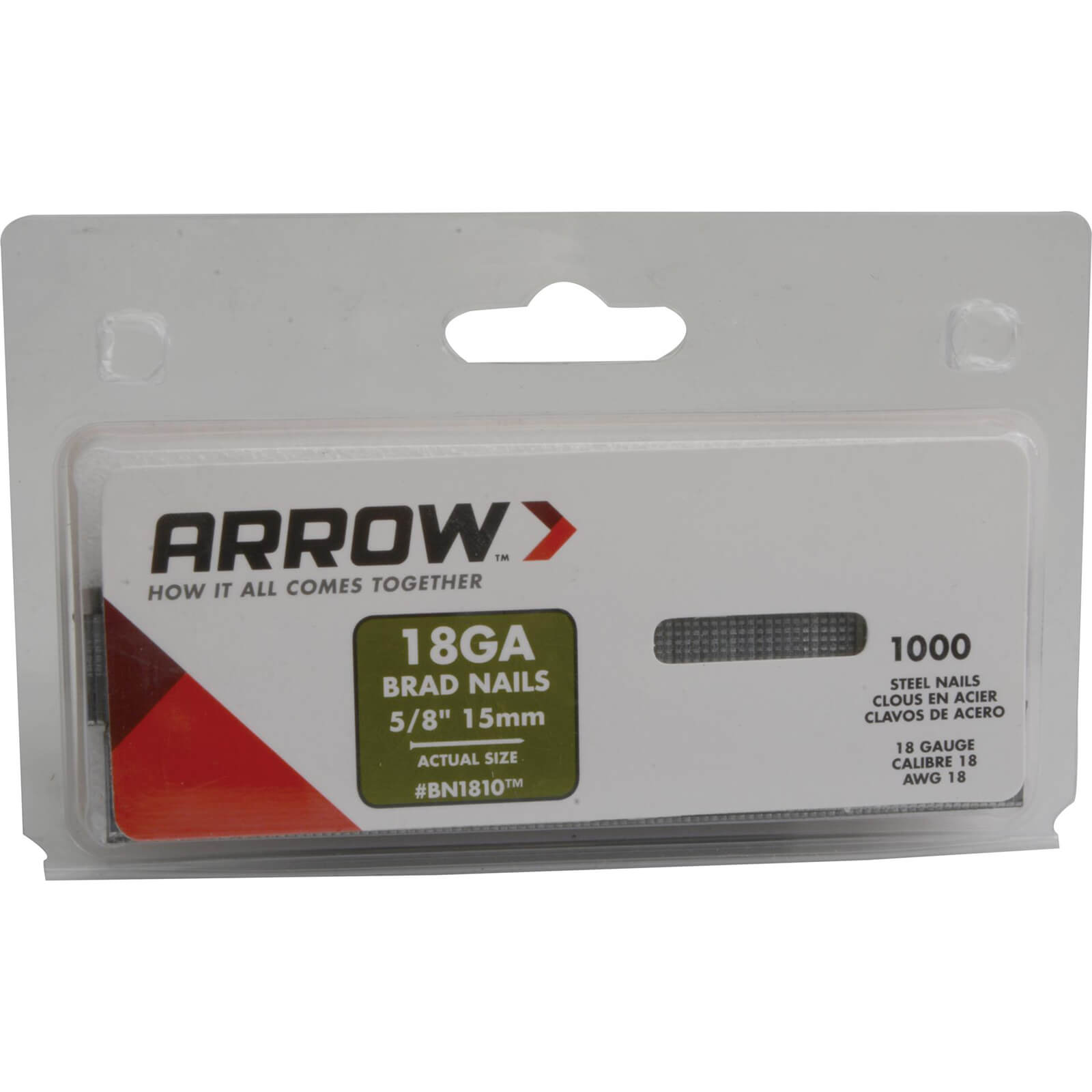 Image of Arrow 18 Gauge Brad Nails 15mm Pack of 1000