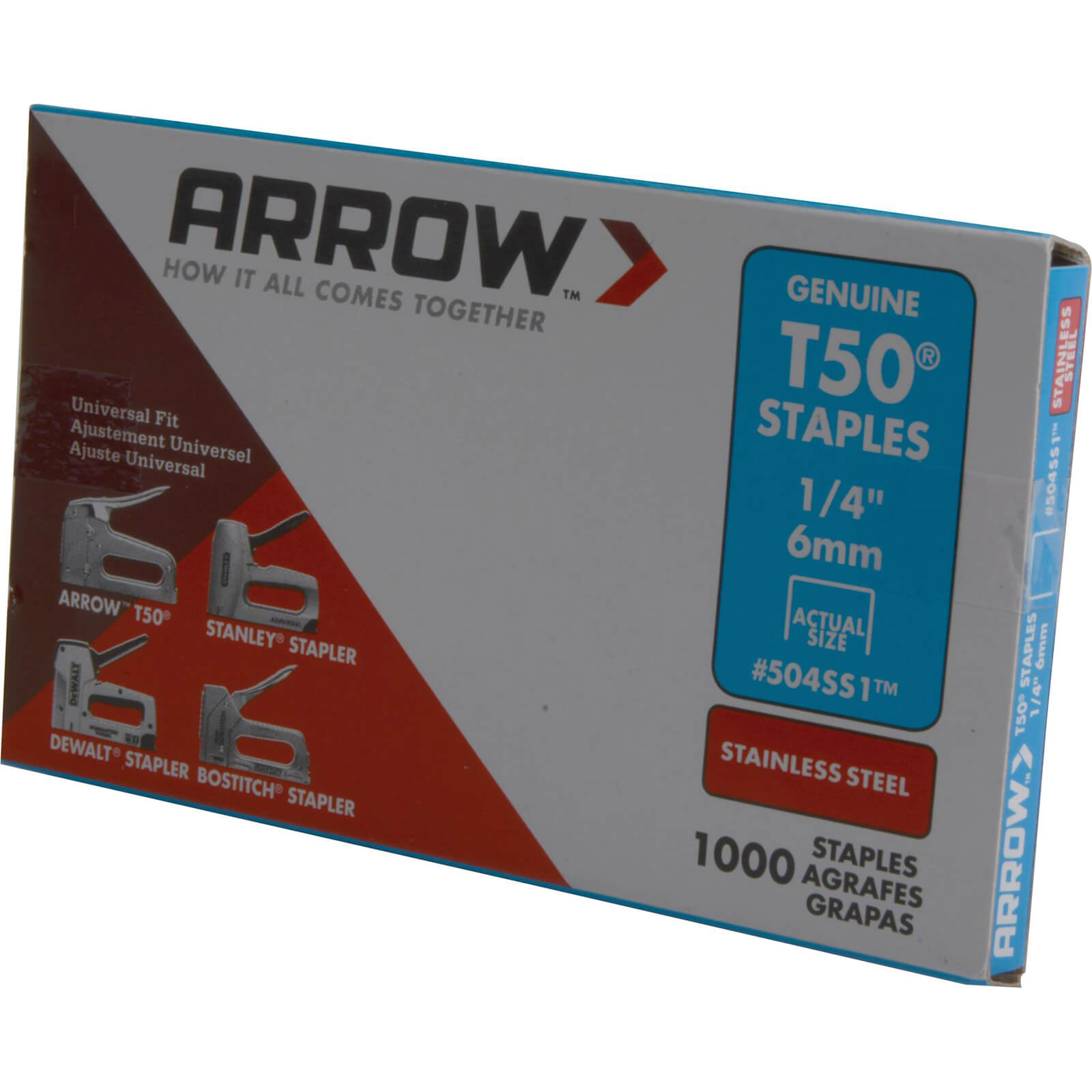 Image of Arrow T50 Stainless Steel Staples 6mm Pack of 1000