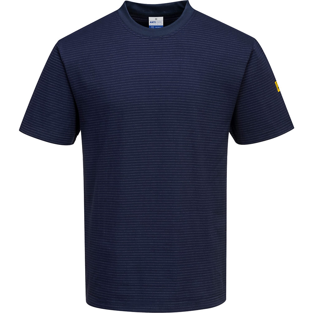 Image of Portwest Mens Anti Static ESD T Shirt Navy XL