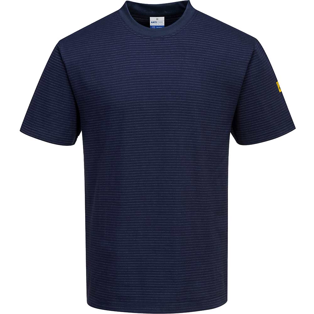 Portwest Mens Anti Static ESD T Shirt Navy XS