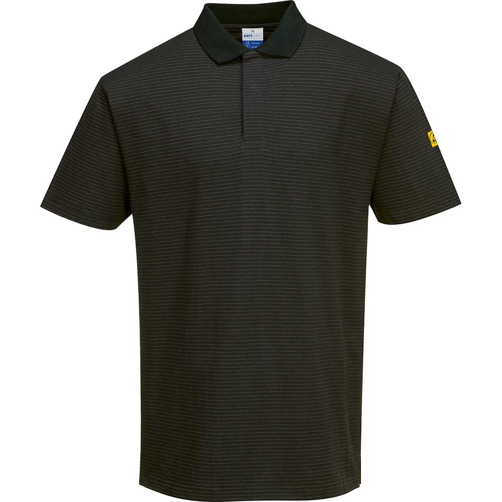 Portwest Mens Anti Static ESD Polo Shirt Black S